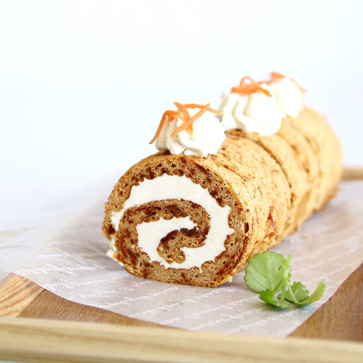 Gluten Free Carrot Swiss Roll Cake Recipe to Make for Easter - Peppermint Whipped Cream