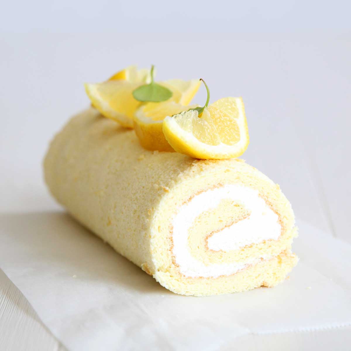 Gluten Free Lemon Roll Cake Recipe with Almond Flour - Peppermint Whipped Cream