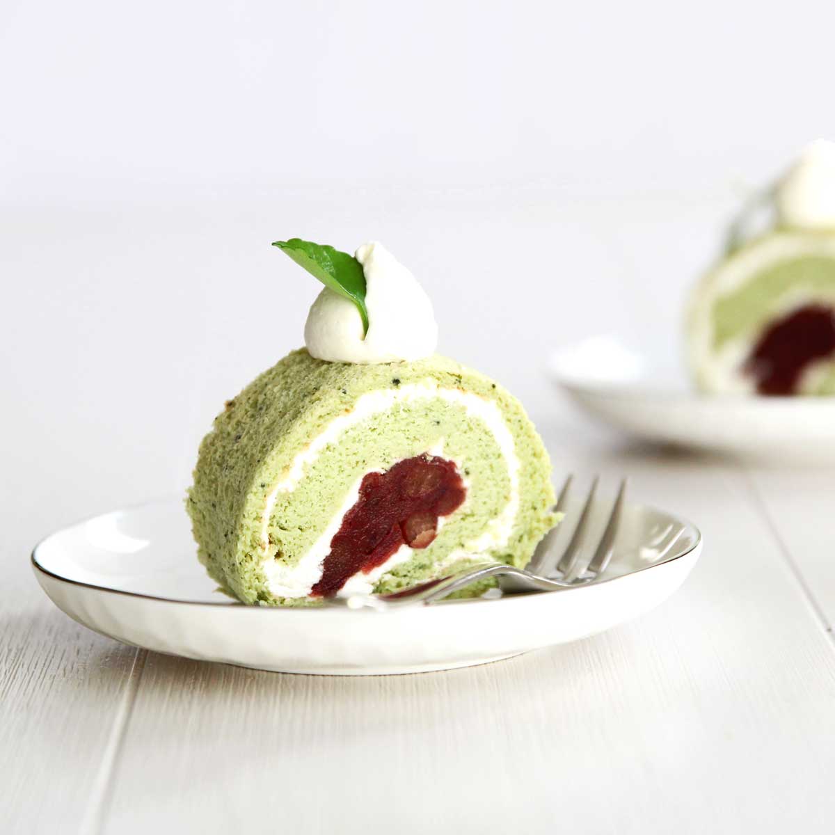 Gluten Free Japanese Matcha Roll Cake with a Sweet Adzuki Filling - Japanese Matcha Roll Cake