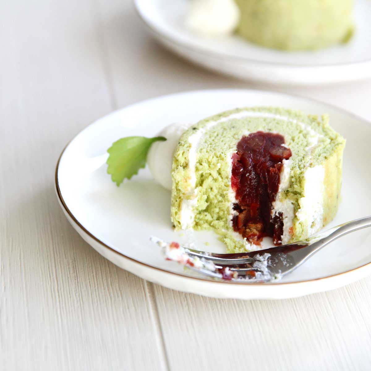 Gluten Free Japanese Matcha Roll Cake with a Sweet Adzuki Filling - Vegan Scones with Cornstarch