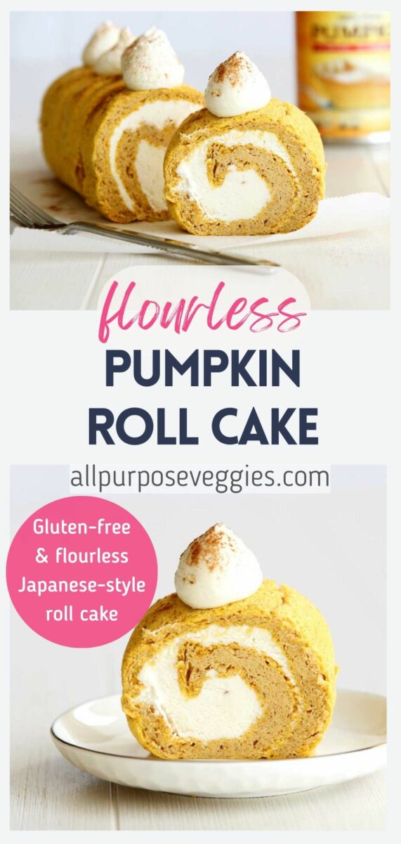 pin image - Gluten Free Pumpkin Spice Roll Cake with Cream Cheese Filling