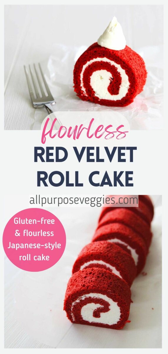 pin image - Melt in Your Mouth Red Velvet Roll Cake (Perfect for Christmas!)