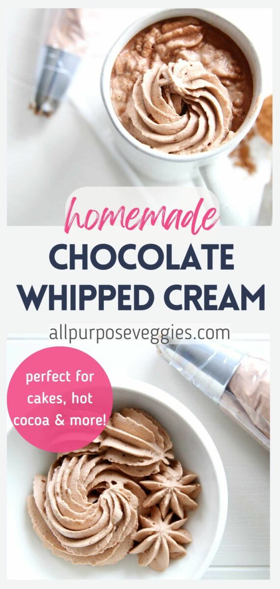 pin image - Easy No-Fuss Chocolate Whipped Cream Recipe Using Cocoa Powder 