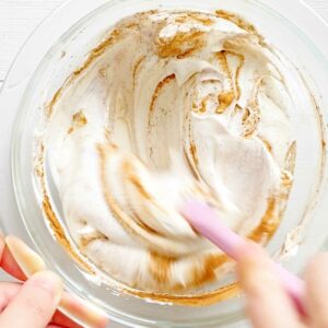 Sweet & Spicy Cinnamon Whipped Cream Recipe (Stabilized with Cream Cheese) -