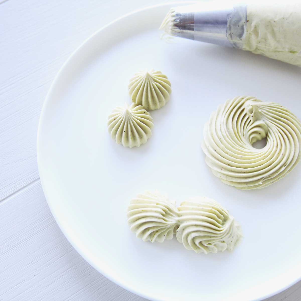 piped whipped cream - Low Carb Pistachio Whipped Cream (Stabilized with Cream Cheese)