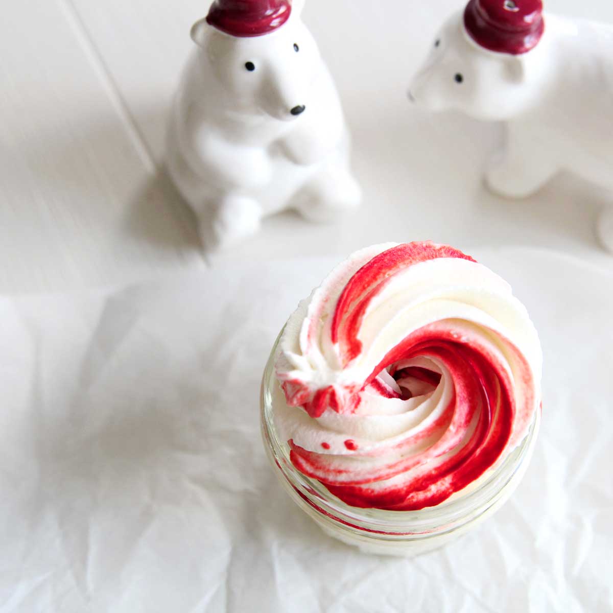 Easy Swirled Peppermint Whipped Cream (Chantilly Cream) Recipe - Red Velvet Cake Protein Bars