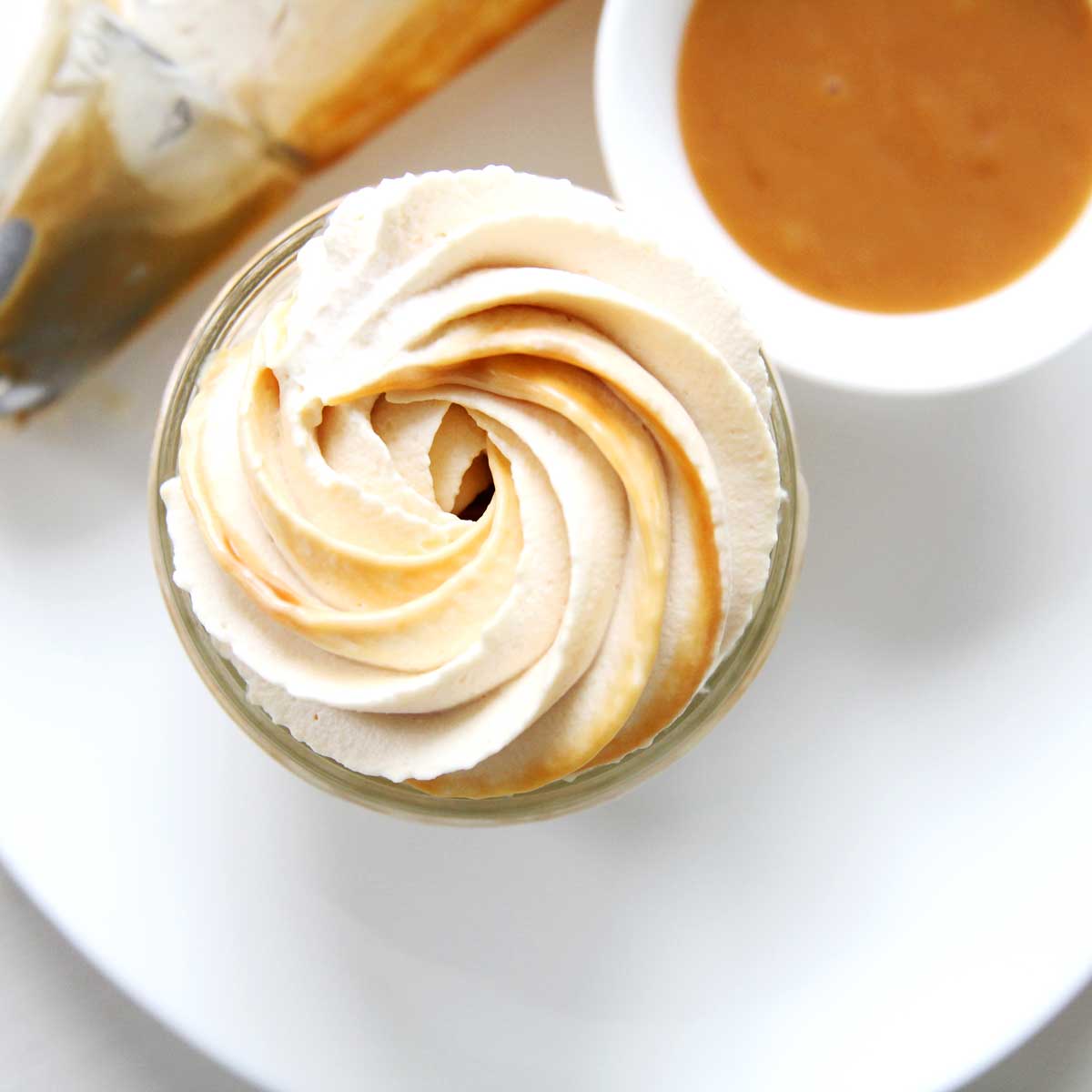 Swirled Caramel Whipped Cream Recipe Perfect for Coffee, Cakes and More - swiss roll