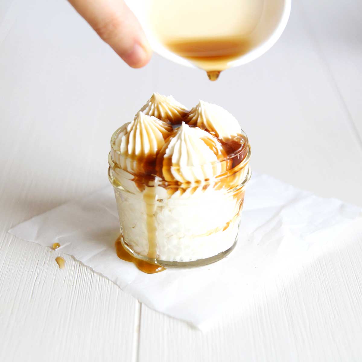 Maple Whipped Cream Stabilized with Cream Cheese