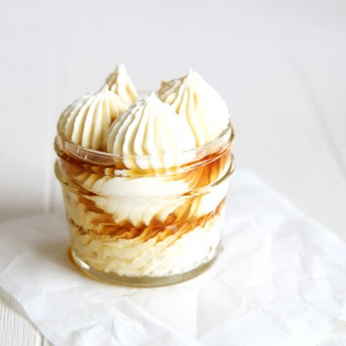 Maple Whipped Cream Stabilized with Cream Cheese