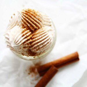 Sweet & Spicy Cinnamon Whipped Cream Recipe (Stabilized with Cream Cheese) -