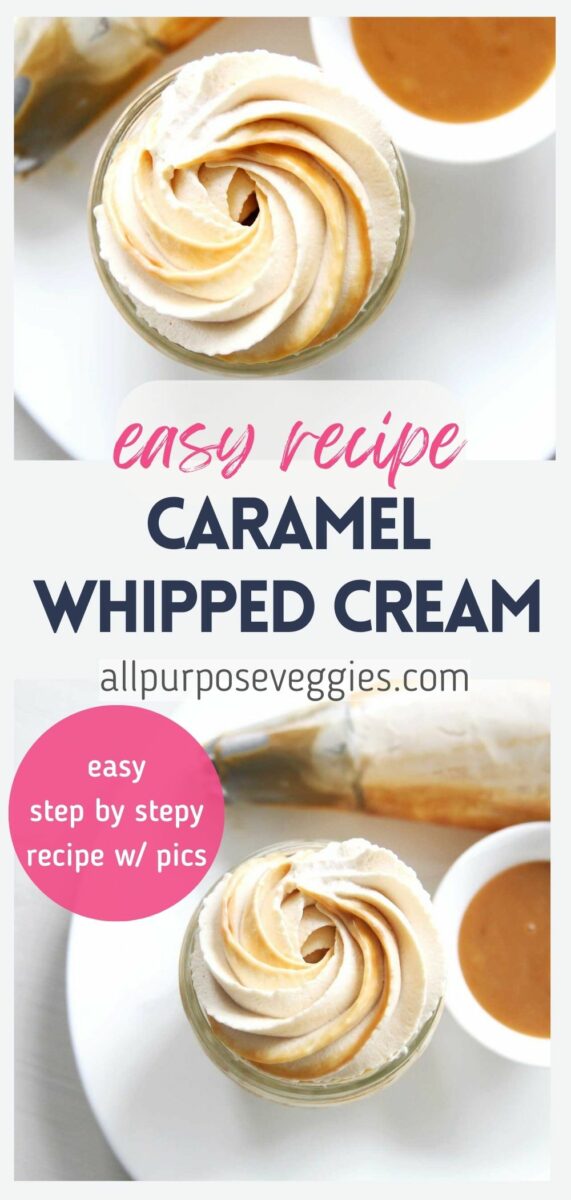 pin image - Rich Caramel Swirl Whipped Cream Recipe Perfect for Coffee, Cakes and More