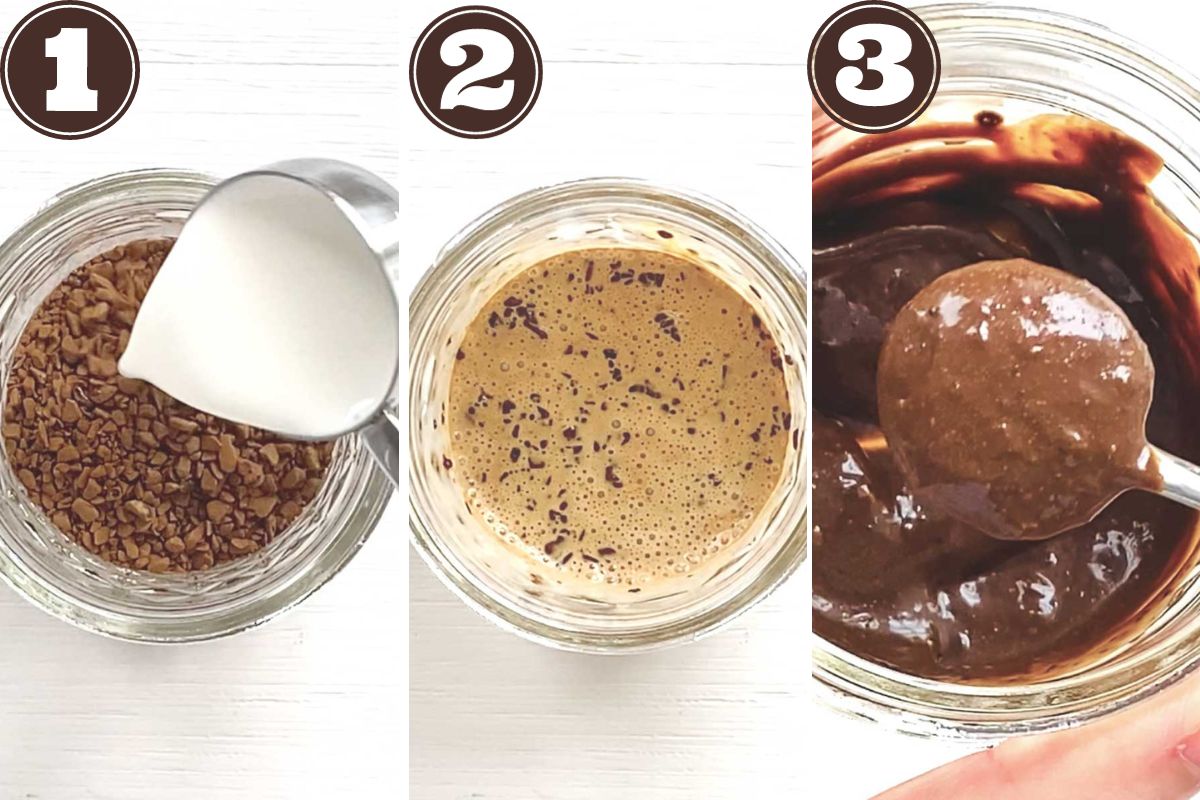 how to make coffee paste using instant coffee granules - collage image