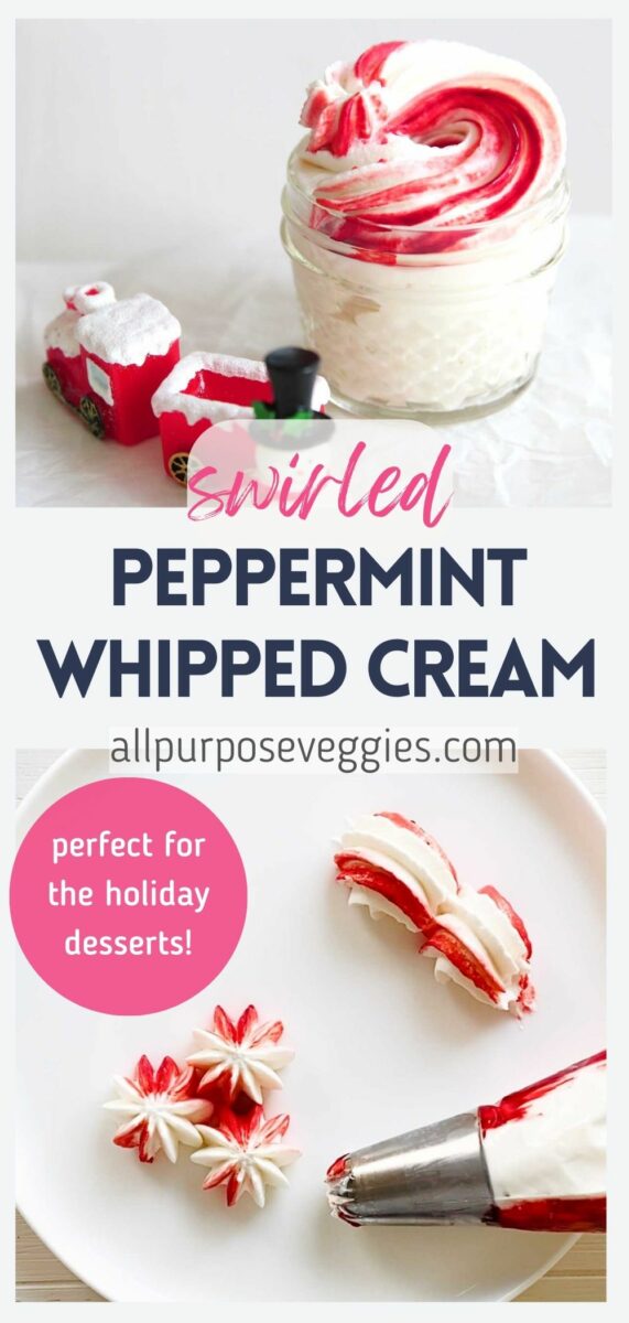 pin image - Easy Peppermint Striped Whipped Cream (Chantilly Cream) Recipe