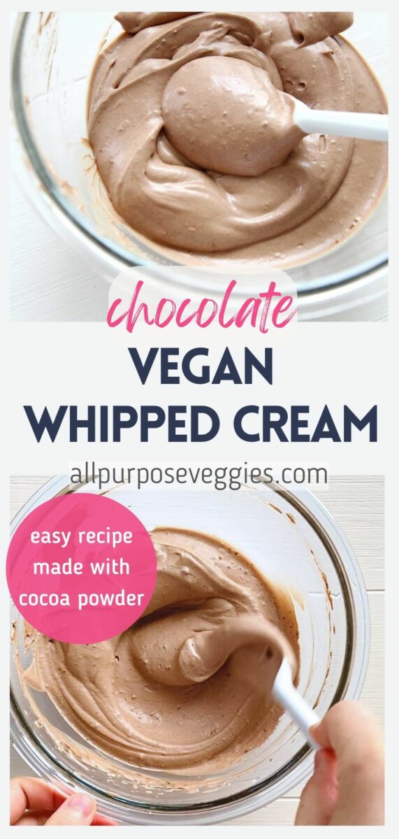 pin image - Homemade Vegan Chocolate Whipped Cream (Dairy-Free Chantilly Cream)