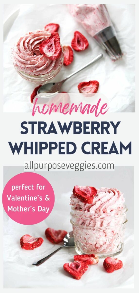pin image - Pretty & Pink Strawberry Whipped Cream (Chantilly Cream) Recipe