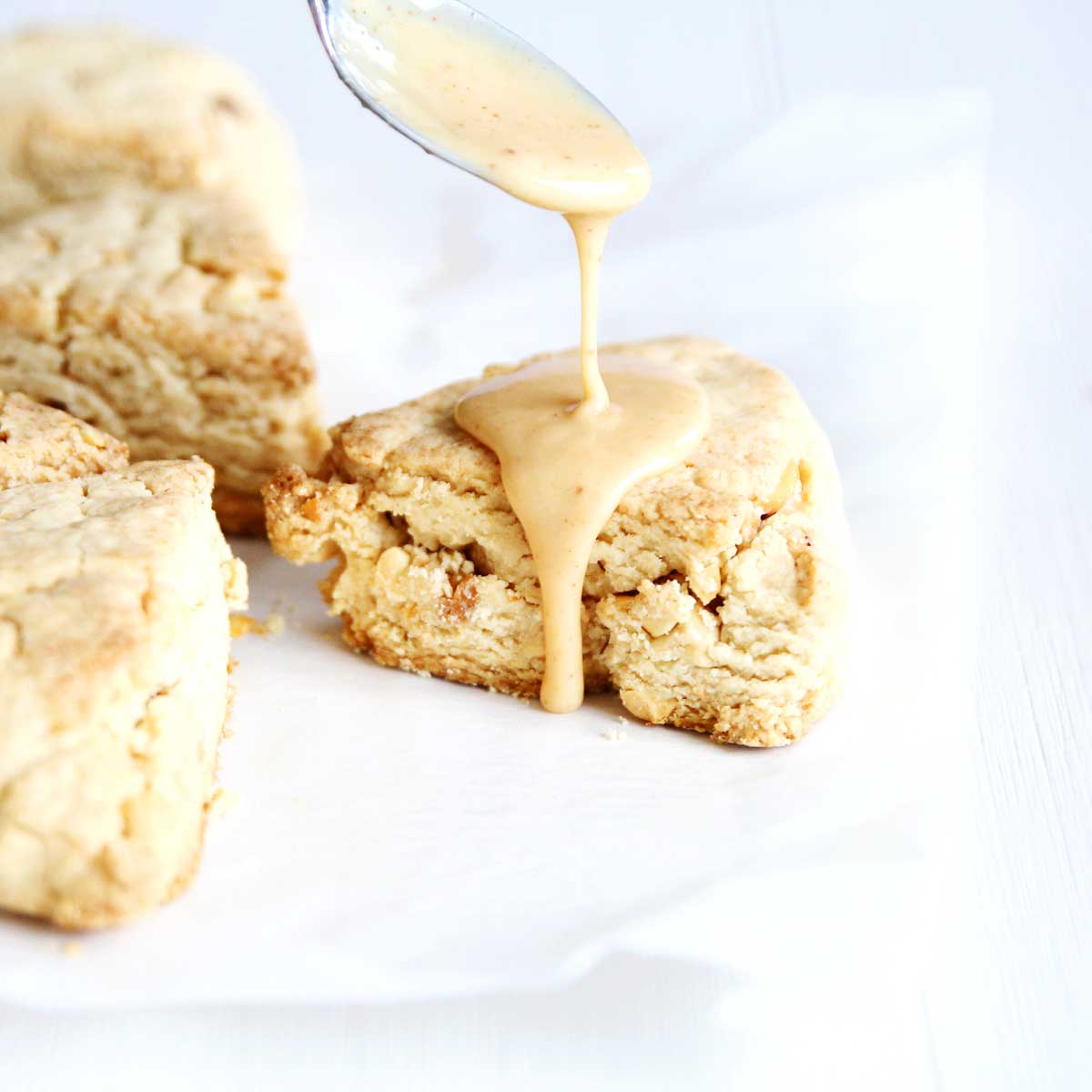 peanut butter scones with a pb fit glaze