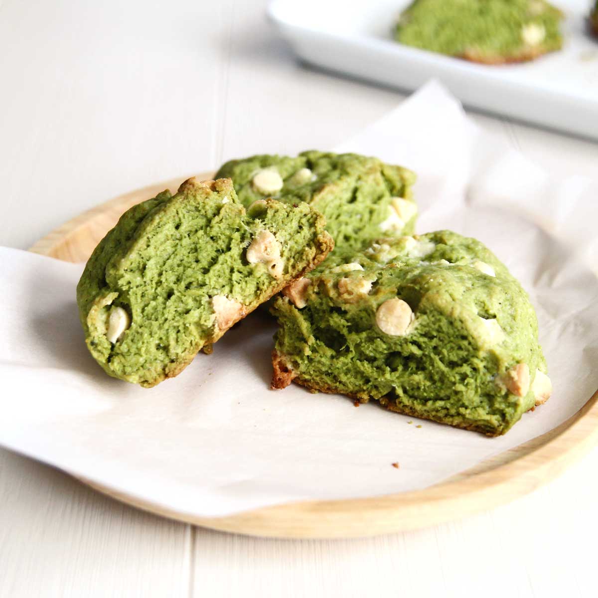Homemade Matcha Scones with White Chocolate Chips (No Butter Required!) - Vegan Scones with Cornstarch