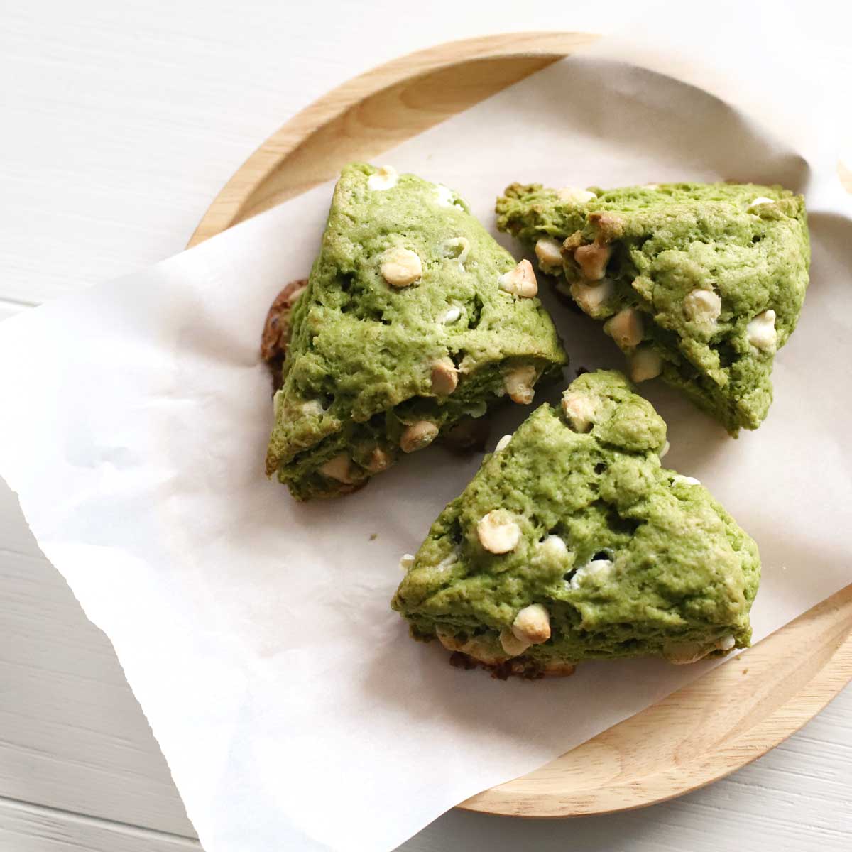 Homemade Matcha Scones with White Chocolate Chips (No Butter Required!) - Vegan Scones with Cornstarch