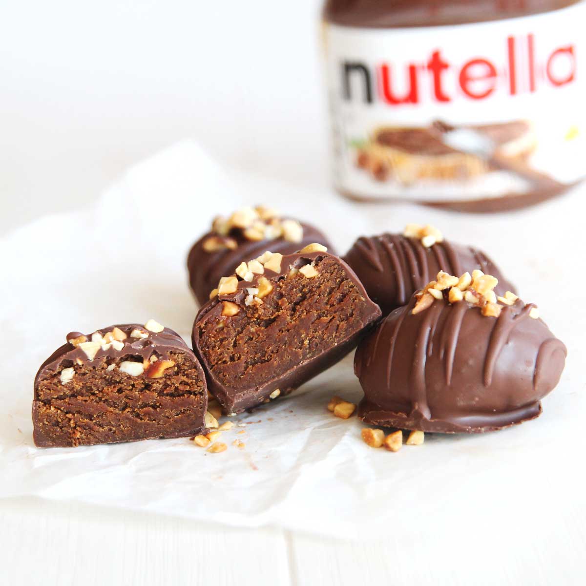 Healthier Nutella Chocolate Easter Eggs Made with PB Powder - white bean paste cookies