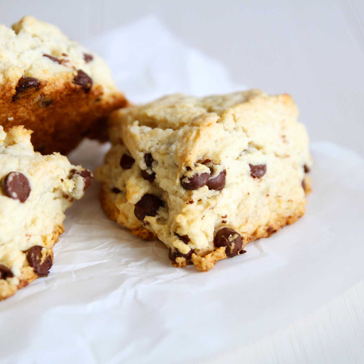 nut free vegan scones with cornstarch and chocolate chips -  the Best Melt-in-Your-Mouth Texture!