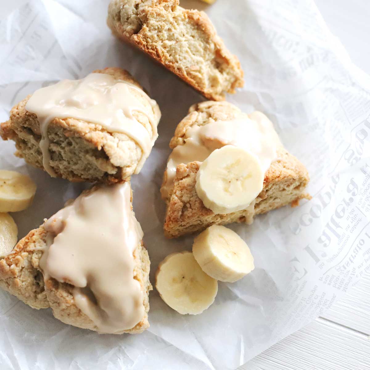 Homemade Banana Nut Scones with Maple Glaze (Healthy, Vegan Recipe) - Banana Nut Scones